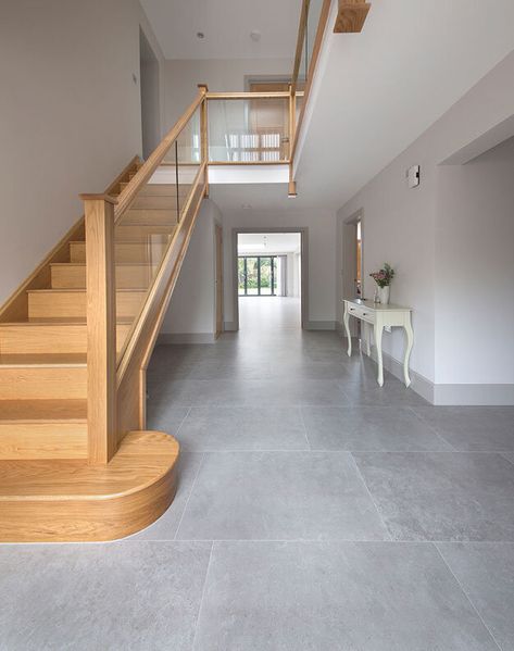 Grey Kitchen Tiles, Tile Floor Living Room, Grey Floor Tiles, Tiled Hallway, Hallway Flooring, Living Room Tiles, Floor Tile Design, Room Tiles, Kitchen Floor Tile