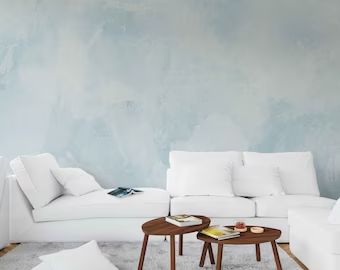 MuralsWallArt - Etsy Ukraine Lime Wash Walls, Limewash Walls, Light Blue Walls, Wallpaper Watercolor, Washing Walls, Custom Murals, Standard Wallpaper, Watercolor Wall, Wallpaper Modern