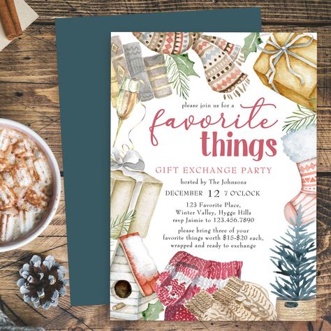 Holiday Favorite Things Party, Favorite Things Gift Exchange, Friend Gift Exchange, Christmas Gift Exchange Party, Gift Exchange Party, Yankee Swap, Scandinavian Hygge, Secret Santa Gift Exchange, Favorite Things Party