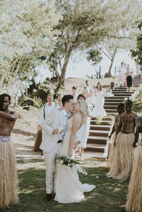 This Australian Couple Had an Enchanting Destination Wedding in Fiji Fiji Resort, Fiji Wedding, Sleeping Giant, Traditional Attire, Island Resort, Two Hearts, Couture Collection, Wedding Vendors, Celebrity Weddings