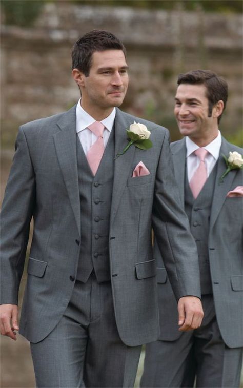 dark grey suits and light pink ties for a contrast Pink, Grey Suits, Grey, Suit Jacket