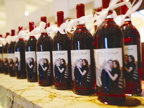 7 Wine Wedding Favors We Love | Photo by: Indigo Photography | TheKnot.com Wine Bottle Wedding Favors, Wedding Party Favors For Guests, Wedding Favours Bottles, Simple Wedding Favors, Wine Favors, Wine Wedding Favors, Homemade Wedding Favors, Inexpensive Wedding Invitations, Wedding Wine Bottles