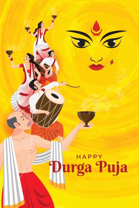 illustration of Happy Durga Puja festival, Subh Navratri, Happy Dussehra background with maa durga face Happy Durga Puja Images, Kolkata Sketch, Durga Puja Poster, Dussehra Background, Maa Durga Face, Durga Puja Image, Durga Face, Wall Magazine, Lovely Background