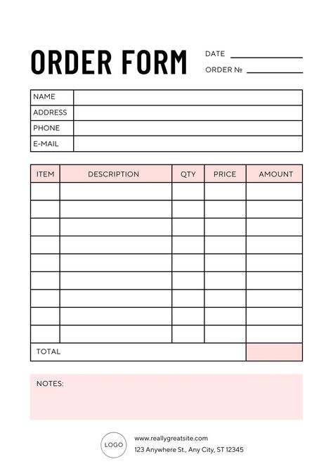 White and Pink Clean Simple Small Business Order Form Invoice - Templates by Canva Business Planner Organization, Business Hashtags, Small Business Plan Template, Invoice Design Template, Order Form Template Free, Mary Kay Marketing, Pink Minimalist, Invoice Design, Order Form Template