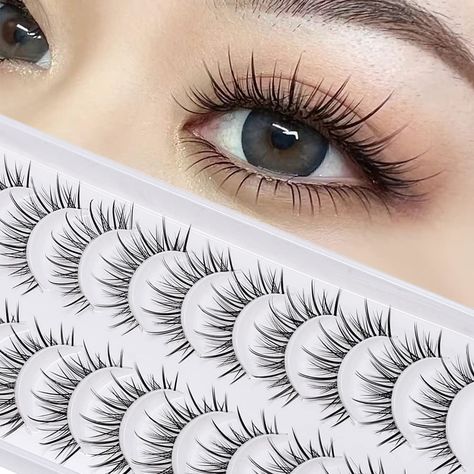 PRICES MAY VARY. 【Brand New Manga Eyelashes That Look Like Individual Clusters】: Spike eyelashes with unique slimming effect to create manga false eyelashes, like doll eyelashes. outopen brand new anime lashes, 100% handcrafted, closest to natural eyelashes and reusable 【Invisible Clear Lash Band】: The unique invisible clear eyelash band will let the natural false eyelashes blend with your own real eyelashes perfectly, making your eyes look shiny and vivid 【Natural & Wispy Effect】: 12-14MM, ligh