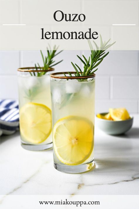 Ouzo lemonade, so refreshing! Ouzo Drinks, Greek Theme Party, Greek Party Decorations, Ouzo Cocktails, Greek Drinks, Greek Dinner Party, Greek Birthday, Greek Independence Day, Greece Party