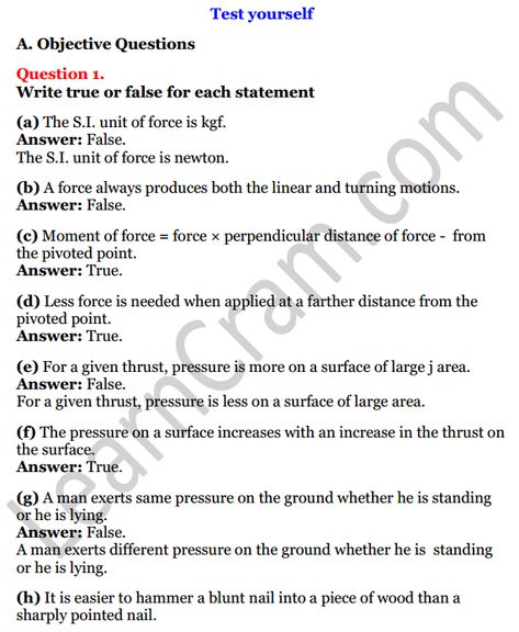 Selina Concise Physics Class 8 ICSE Solutions Chapter 3 Force and Pressure – Learn Cram #LearnCram #SelinaConcisePhysicsClass8ICSESolutions #Chapter3ForceandPressure Force And Pressure Class 8, Physics Notes Class 12 Chapter 1, Class 11 Physics Notes Chapter 1, Physics Class 12 Formula Chapter 1, Physics Notes Class 12 Moving Charges And Magnetism, Force And Pressure, Physics Questions, Physics Textbook, Class 8