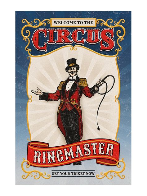 Circus Ringmaster, Circus Vintage, Circus Crafts, Vintage Circus Posters, Circus Characters, Graphic Shapes Design, History Posters, Circus Poster, Event Props