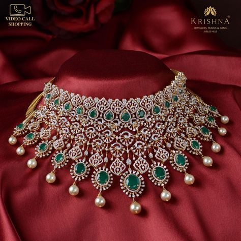 Diamond Choker Indian Bridal, Bridal Diamond Necklace Indian, Diamond Choker Set, Diamond Choker Indian, Diamond Necklace Set Indian, Diamond Necklace Simple, Bridal Diamond Necklace, Bridal Necklace Designs, Bride Jewelry Set