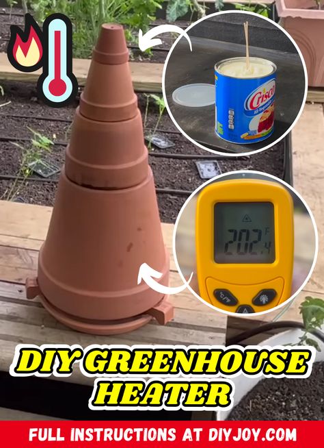 How To Make A DIY Greenhouse Heater via @diyjoycrafts Greenhouse Heater Diy, Terra Cotta Pot Heater, Heat A Greenhouse Without Electricity, Heating A Greenhouse Without Electricity, Terracotta Heater, Terra Cotta Heater, Greenhouse Setup, Preparedness Ideas, Greenhouse Heaters