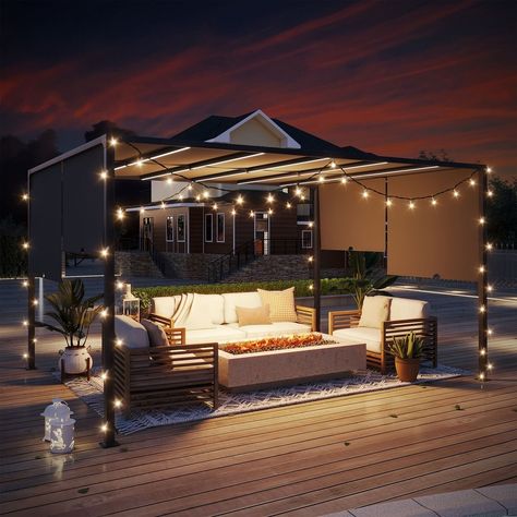 3m x 4m Metal Pergola with Retractable Roof: with LED Lights, Solar Powered in Dark Grey https://www.refinedhomeliving.co.uk/products/3m-x-4m-metal-pergola-with-retractable-roof-with-led-lights-solar-powered-in-dark-grey Refined Home Living Elevate your space with timeless elegance and modern comfort. ✨🏡 #RefinedHomeLiving #ElegantLiving #HomeInspiration #Bestseller #refinedhomeliving #luxury #summerready #gardenideas #outdoorliving #alfresco #summernights #outdoorlifestyle #gardenvibes Pergola With Retractable Roof, Shaded Garden, Pergola Metal, Garden Pergola, Patio Pergola, Retractable Roof, Metal Pergola, Retractable Canopy, Pergola Canopy