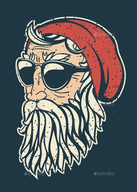 Hipster Santa Claus - Vector EPS. Download: https://graphicriver.net/item/hipster-santa-claus/21690856?ref=ksioks Beard Illustration, Hipster Santa, Hipster Illustration, Santa Claus Vector, Beard Art, Santa Art, Geometric Art Prints, Christmas Illustration, Funny Art