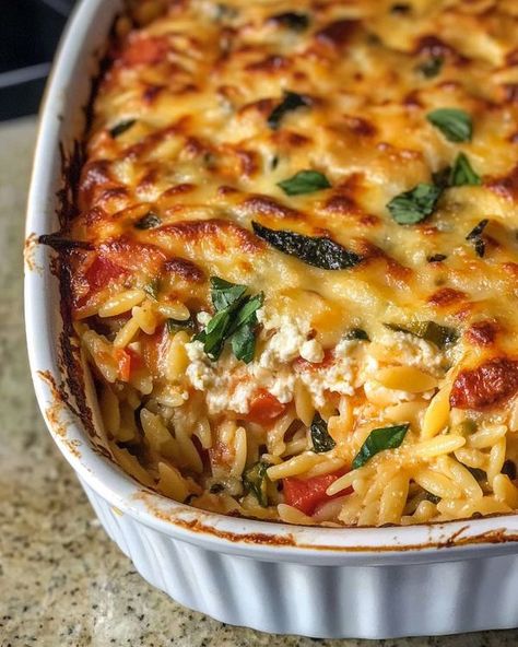 Vegetable And Ricotta Baked Orzo, Orzo Asparagus Recipes, Orzo Casserole Recipes, Ricotta Orzo, Orzo Asparagus, Baked Orzo, Orzo Dishes, Creamy Orzo, Vegetable Rice