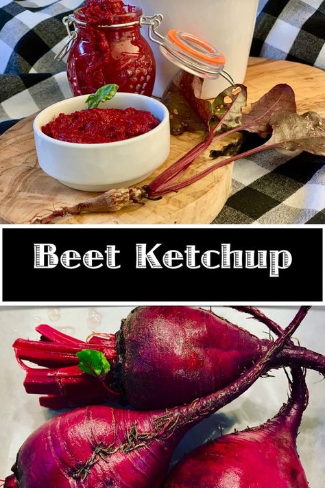 Spicy beetroot ketchup made with roasted beetroots and a kick of chili peppers! Beetroot Ketchup, Beet Ketchup, Ketchup Recipe, Red Beets, Roasted Beets, Sweet And Sour, Chili Peppers, Chili Pepper, Balsamic Vinegar