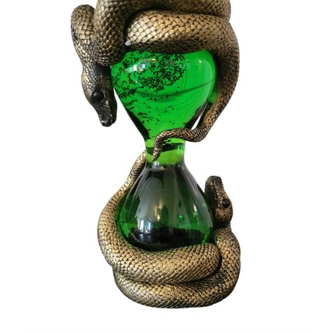 Martha Stewart Green Snake Decorative Waterglobe Halloween Decor Witchy Decor Slytherin Book End Center Piece Height: About 8" Length:About 4" Green Camper Decor, Snake Bathroom, Olive Green Bathroom Decor, Harry Potter Room Decor Bedroom Ideas, Snake Decorations, Harry Potter Aesthetic Room Decor, Slytherin Christmas, Dark Academia Diy, Slytherin Decor