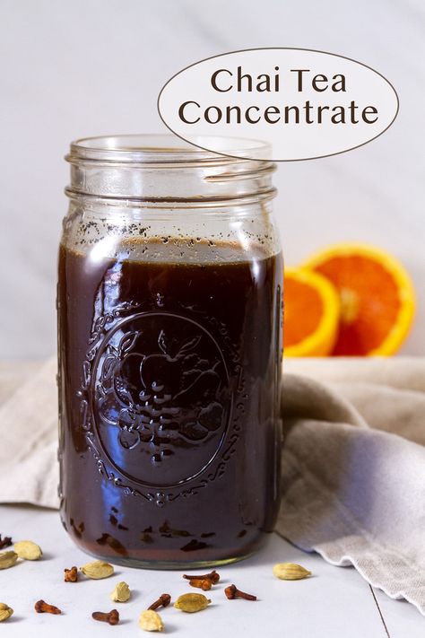 Tazo Chai Tea Concentrate Recipe, Chai Concentrate Recipe Loose Leaf, Homemade Chia Tea, Copycat Tazo Chai Concentrate, Chai Tea Concentrate Recipe Homemade, Chia Tea Concentrate Recipe, Homemade Chai Tea Concentrate, How To Make Chai Tea Concentrate, Chai Concentrate Recipe Homemade