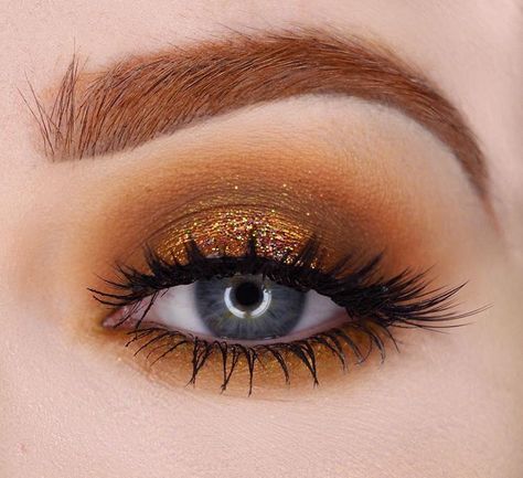 Mustard Mustard Dress Makeup, Mustard Eye Makeup, Mustard Makeup Look, Mustard Eyeshadow Look, Steampunk Makeup, Orange Eye Makeup, Orange Eyeshadow, Yellow Eyeshadow, Orange Makeup