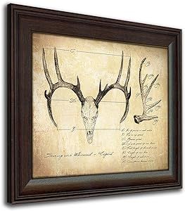 Whitetail Deer Big Game Scoring Print - 14in x 17in Framed Behind Glass Hunting Decor Living Room, Hunting Home Decor, Cabin Artwork, Hunting Cabin Decor, Hunting Lodge Decor, Deer Mounts, Hunting Room, Hunting Decor, Hunting Cabin