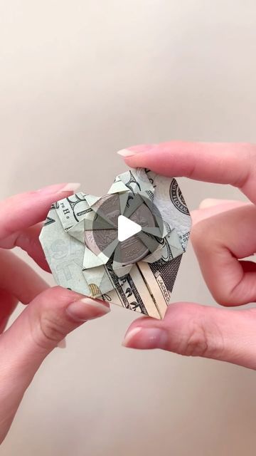 How Do You Make A Heart Out Of Money, How To Fold Dollar Into Heart, How To Make A Money Heart, Money Heart Tutorial, How To Make A Dollar Heart, How To Make Heart With Money, Dollar Heart Origami Step By Step, Folding Money Into A Heart, How To Fold A Dollar Bill Into A Heart