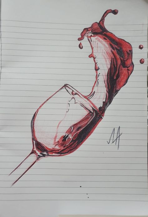 Wine Glass Spilling Drawing, Drink Sketch Drawings, Wine Spilling Drawing, Spilled Wine Glass Drawing, Wine Drawing Reference, Spilled Wine Tattoo, Bottle Spilling Drawing, Spilled Wine Aesthetic, Wine Drawing Sketches