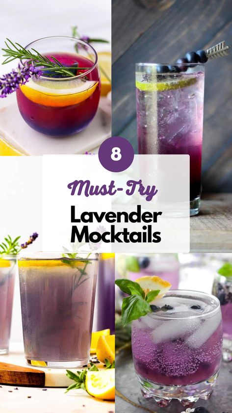 Lavender mocktails offer a tranquil fusion of lavender's gentle essence with invigorating non-alcoholic blends, making them an ideal choice for unwinding or enjoying a distinctive treat. These beverages infuse floral notes to craft a peaceful, calming ambiance, perfect for those seeking a special, alcohol-free experience. #lavendermocktails Lavender Punch Recipe, Lavender Lemonade Mocktail Recipe, Lavender Lemonade Mocktail, Boho Mocktails, Lavender Syrup Mocktail, Lavender Lemon Mocktail, Lavender Haze Mocktail, Spritzers Non Alcoholic, Mocktails For Tea Party