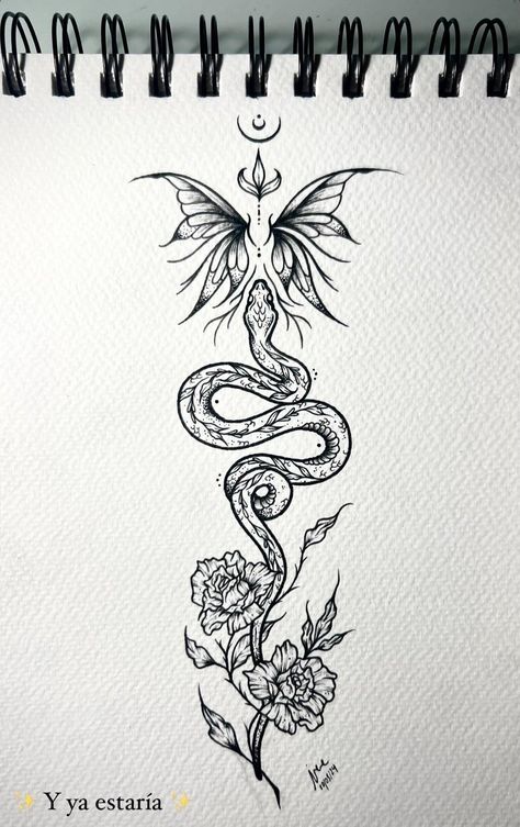 Back Tattoo Women Spine Stencil, Snake Spinal Tattoo Women, Bohemian Back Tattoo, Medusa Spine Tattoos For Women, Back Tattoos Drawings, Edgy Spine Tattoo, Moth Spine Tattoo, Earth Spine Tattoo, Back Of The Neck Tattoos For Women