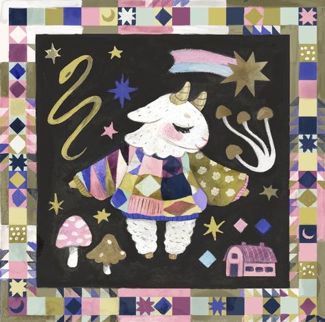 Quilt Illustration, Arte Do Kawaii, Art Block, Book Illustration, Traditional Art, Drawing Inspiration, Art Inspo, Art Style, Beautiful Art