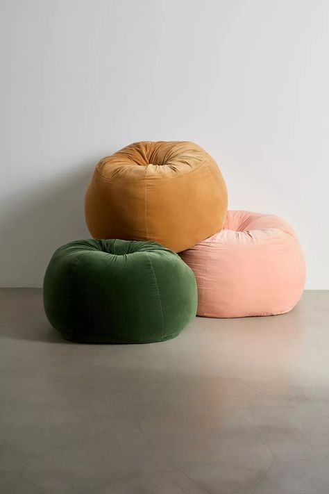 Ella Rose Velvet Bean Bag Chair | Urban Outfitters Cozy Floor Seating, Velvet Bean Bag, Dream Dorm Room, Ella Rose, Dream Dorm, Home Classic, Uo Home, Rose Velvet, Floor Seating