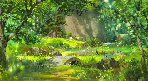 Studio Ghibli Studio Ghibli Forest Wallpaper Desktop, Secret World Of Arrietty, Studio Ghibli Background, Drawing Eyes, Ghibli Artwork, Scenery Background, Studio Ghibli Art, Art Manga, Ghibli Art