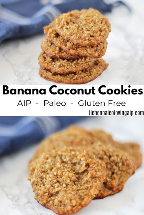 Banana Coconut Cookies, Aip Dessert Recipes, Aip Sweets, Aip Cookies, Aip Treats, Paleo Cookie, Autoimmune Diet Recipes, Aip Baking, Aip Diet Recipes