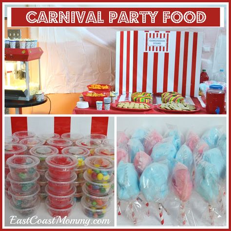 East Coast Mommy: The Ultimate DIY Carnival Party Carnival Party Food, Carnival Party Foods, Carnival Snacks, Diy Movie Night, Fundraising Games, Diy Party Food, Carnival Games For Kids, Carnival Birthday Party Theme, Diy Carnival