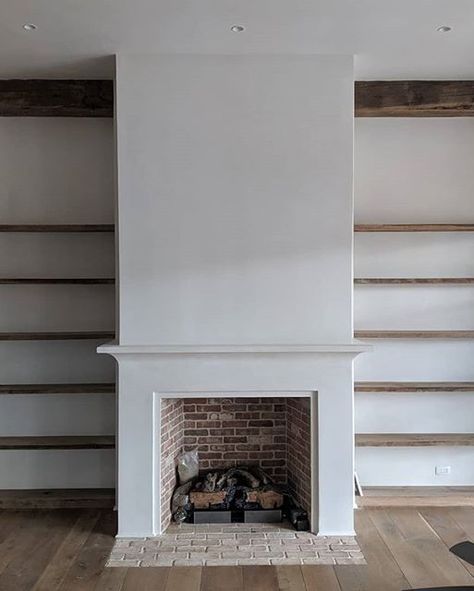 Tadelakt Plaster Fireplace, Large Plaster Fireplace, Plaster Fireplace With Bookshelves, Plaster Fireplace Surround With Wood Mantle, Plaster Fireplace With Mantle, Plaster And Tile Fireplace, Drywall Fireplace Surround, Lime Plaster Fireplace, Plaster Fireplace With Built Ins