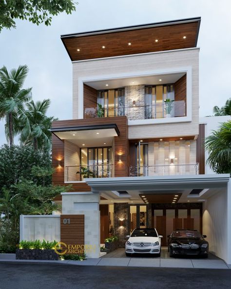 Flat House Design, 3 Storey House Design, Home Designs Exterior, House Architecture Styles, A Modern House, Pretty Houses, Two Story House, Contemporary House Exterior, Modern Small House Design