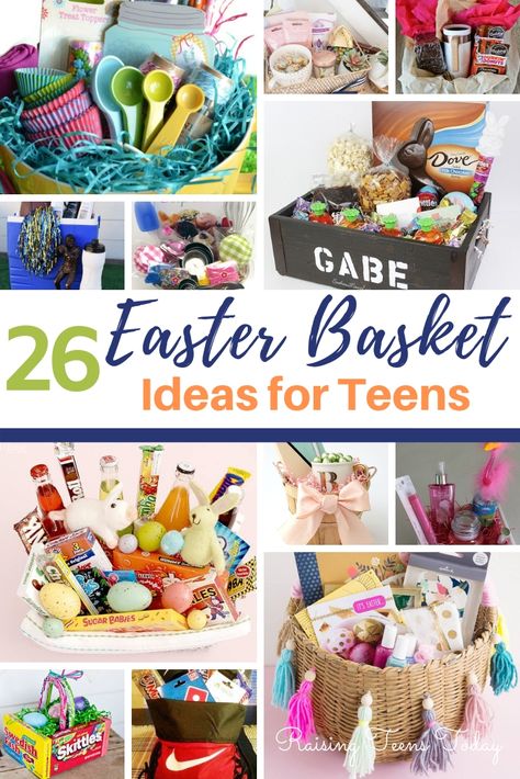 26 DIY Easter Basket Ideas for Teens - Raising Teens Today Inexpensive Easter Basket Ideas, Teenager Easter Basket, Easter Basket Ideas For Teens, Cheap Easter Baskets, Diy Easter Basket Ideas, Teen Easter Basket, Diy Easter Basket, Unique Easter Baskets, Creative Easter Baskets