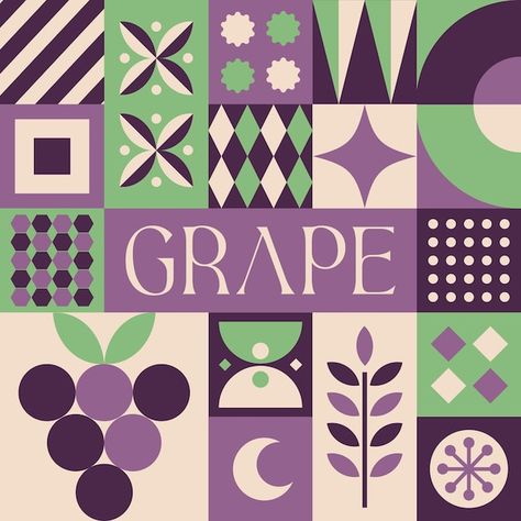 Grape fruit seamless pattern in scandina... | Premium Vector #Freepik #vector Grape Vector, Grape Illustration, Grape Festival, Fruit Logo Design, Grape Design, Fruit Logo, Grape Pattern, Wine Label Design, Geometry Design