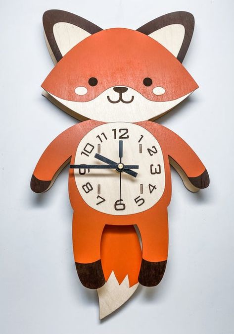 Animal Clock, Novelty Clocks, Preschool Decor, Clock Numbers, Clock Painting, Laser Engraved Ideas, Cool Clocks, Work Flow, Clock For Kids