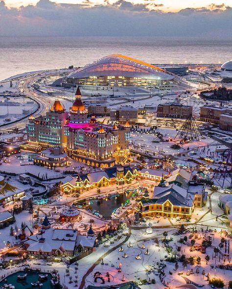 Sochi, Russia is the ultimate Christmas town. Visit Russia, Sochi Russia, Russia Travel, Budget Vacation, Ultimate Christmas, Christmas Town, Sochi, Dream Destinations, Countries Of The World