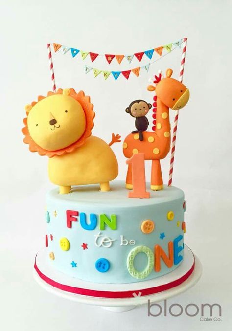 1 Year Baby Boy Birthday Cake Ideas, 1st Bday Cake, Jungle Cake, Fun Cakes, 1st Birthday Cakes, Animal Cakes, Baby Birthday Cakes, Childrens Birthday Cakes, Baby Cakes