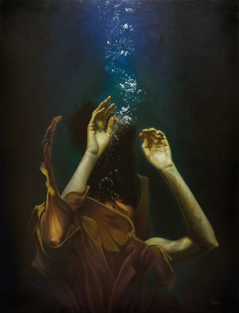 Oil Painting Woman, Underwater Images, Breathing Underwater, Underwater Painting, Underwater Art, Under Water, Ap Art, Traditional Paintings, Water Painting