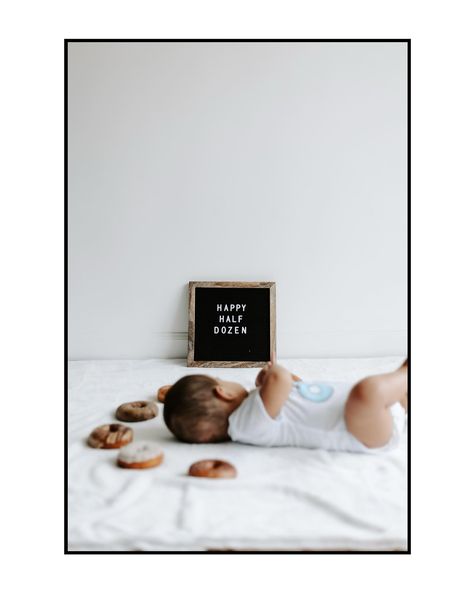 happy half dozen to this sweet babe 🍩 how cute is this half dozen idea for a 6 mo shoot!?! i just knew these photos were going to be so stinkin sweet. — #photoshoot #midwestphotographer #studiophotography #cakesmash #cakesmashphotography #birthdayphotoshoot #portraitphotography 6 month old photoshoot, studio birthday shoot, cake smash, donut photoshoot, midwest photographer, travel photographer 6 Month Half Birthday Ideas, Half Dozen Birthday, 6 Month Birthday Photoshoot Ideas, Half Dozen Photo Shoot, Happy Half Dozen, Donuts Photoshoot, 6 Month Baby Picture Ideas Half Birthday, 6 Month Old Photoshoot Ideas, Donut Photoshoot