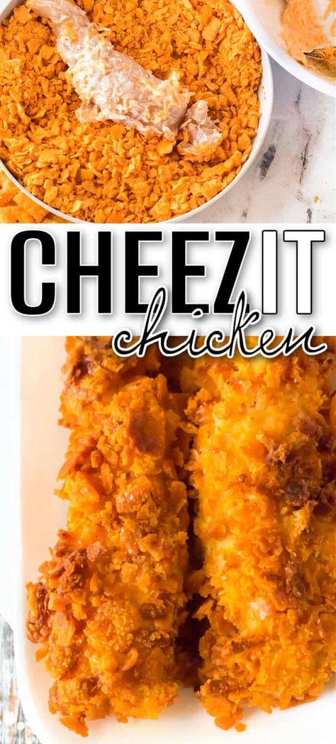 Cheese Cracker Crusted Chicken, Cheezit Chicken, Cheese It Chicken, Cheeze It Chicken, Goldfish Chicken, Cheez It Chicken, Pollo Loco Chicken Recipe, Cheez It Recipe, Cheesey Chicken