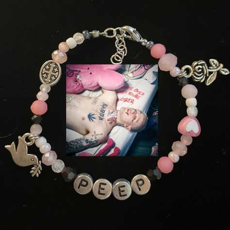 Lil Peep And Lil Tracy Bracelets, Lil Peep Bracelet, Lil Peep Merch, Cute Rappers, Bracelet Ideas, Beaded Bracelets Diy, Bday Party, Diy Bracelets, The Pink