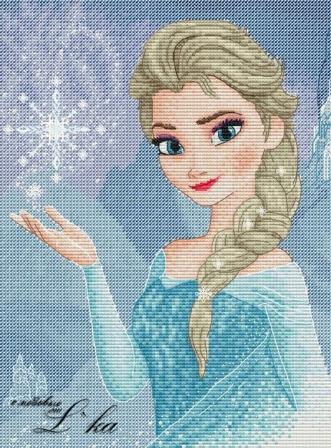 Frozen Cross Stitch, Disney Cross Stitch Patterns, Pattern Cross Stitch, Cross Stitch For Kids, Frozen Princess, Pola Kristik, Disney Cross Stitch, Cross Stitch Baby, Crochet Cross