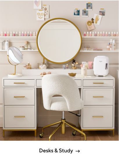 Desks & Study Desk/vanity Ideas, Teen Vanity, Girls Desk, Teen Study, Girls Vanity, Girl Desk, Study Furniture, Study Area