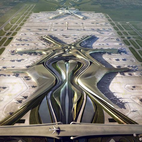 Minecraft Airport, Zaha Hadid Buildings, Beijing Airport, Zaha Hadid Architecture, Zaha Hadid Design, Airport Design, Hand Dryer, Pavilion Design, Hand Dryers