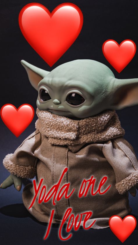 Disney Valentines Day Wallpaper, Valentines Day Iphone Wallpaper, Baby Yoda Valentine, Yoda Artwork, Baby Yoda Wallpaper, Emoji Sayings, Bebe Yoda, Happy New Year Baby, Yoda Art