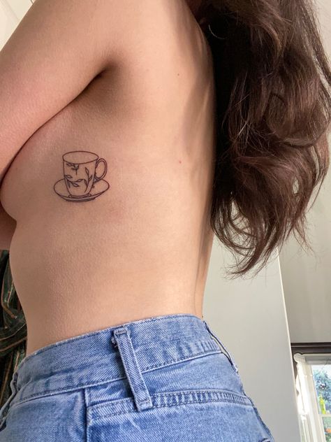 Tea Cup And Pot Tattoo, Teacup And Saucer Tattoo, Small Tea Cup Tattoo, Cup Of Stars Tattoo, Tea Mug Tattoo, Tea And Toast Tattoo, Tea Cup Tattoo Vintage, Teacup Tattoo Vintage, Tea Tattoo Ideas