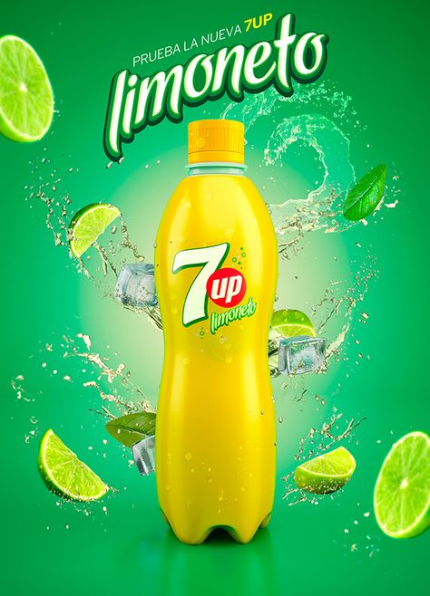 7Up Limoneto Soda Ad Soda Ads, 광고 디�자인, Juice Ad, 7 Up, Juice Packaging, Social Design, Social Media Advertising Design, Publicidad Creativa, Work Project