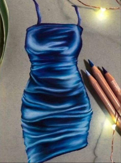 Blue dress drawing by me <3 #satindress #blue #dress #satin #silk #silkdress #drawing #art #dressdrawing #fashionsketch #fashionillustartion #fashionartist Blue Dress Drawing, Mode Poses, Prismacolor Art, Fashion Figure Drawing, Realistic Pencil Drawings, Fashion Drawing Tutorial, Colored Pencil Artwork, Dress Design Drawing, Fashion Illustration Sketches Dresses