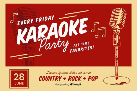 Retro Banner Design, Vintage Banner Design, Karaoke Logo, Animal Logo Design Inspiration, Party Banner Template, Retro Banner, Banners Music, Coffee Project, Packaging Idea